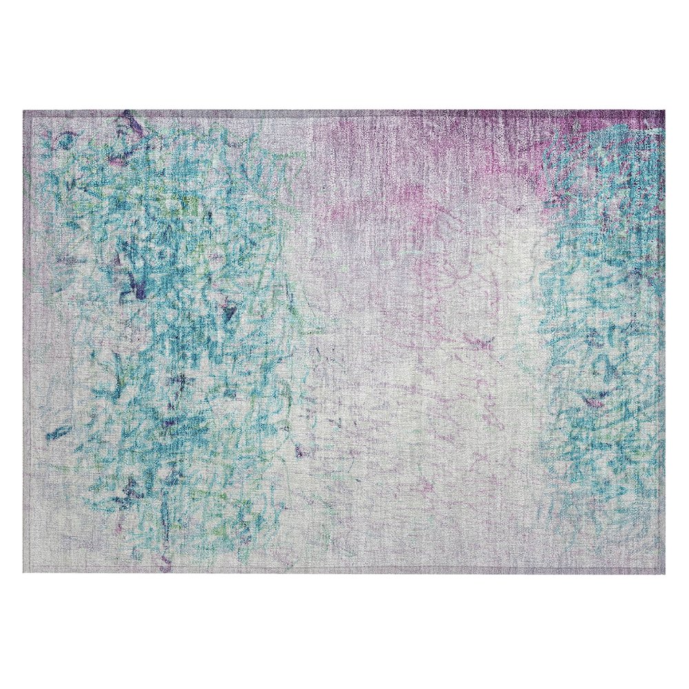 Machine Washable Indoor/Outdoor Chantille ACN2449 Teal 1'8" x 2'6" Rug. Picture 1