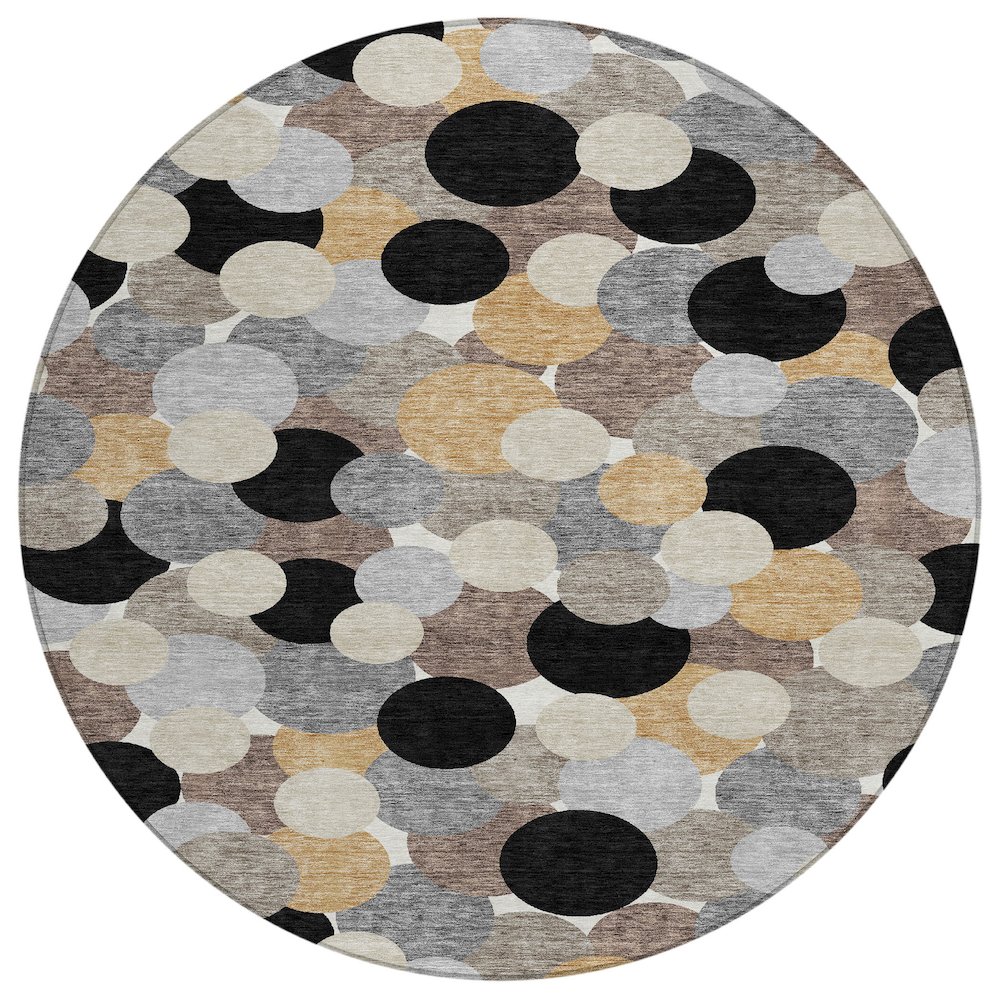 Machine Washable Indoor/Outdoor Chantille ACN2450 Black 8' x 8' Round Rug. Picture 1