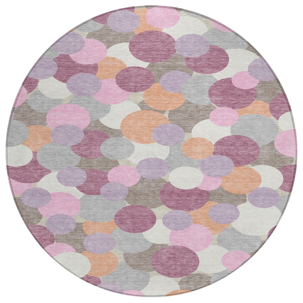Machine Washable Indoor/Outdoor Chantille ACN2450 Pink 8' x 8' Round Rug. Picture 1