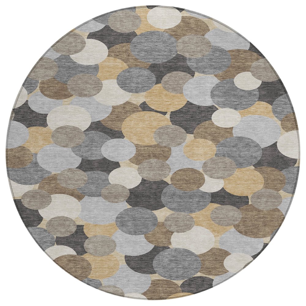 Machine Washable Indoor/Outdoor Chantille ACN2450 Gray 8' x 8' Round Rug. Picture 1