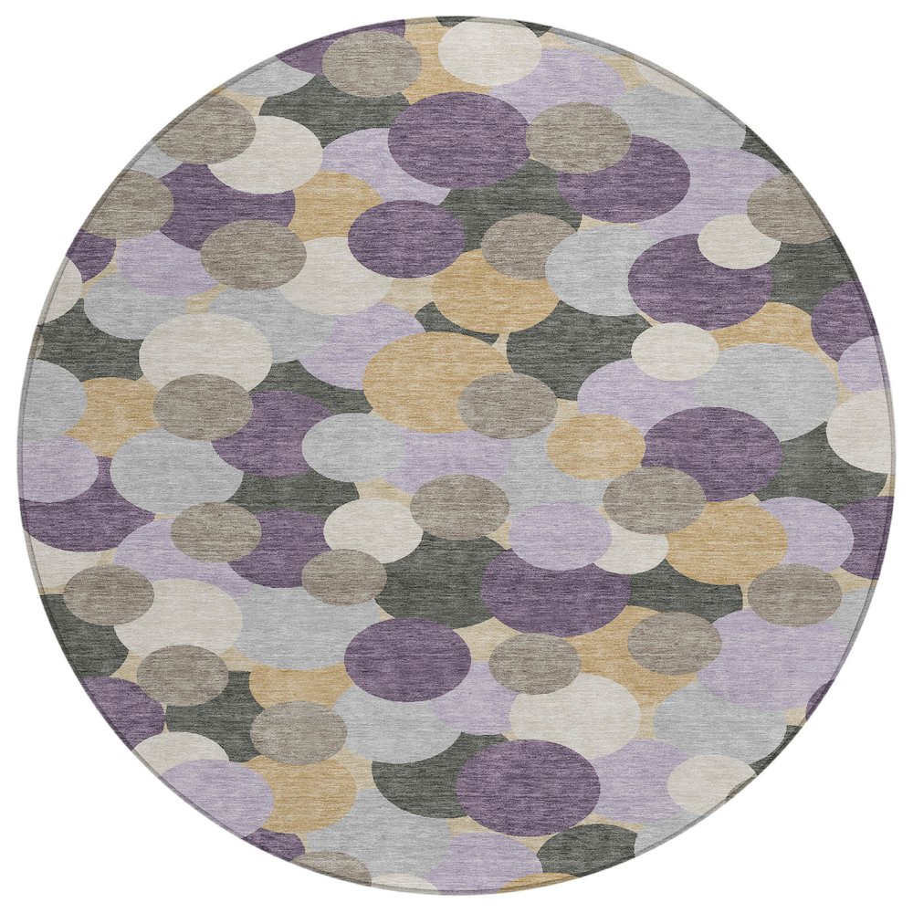 Machine Washable Indoor/Outdoor Chantille ACN2450 Purple 8' x 8' Round Rug. Picture 1