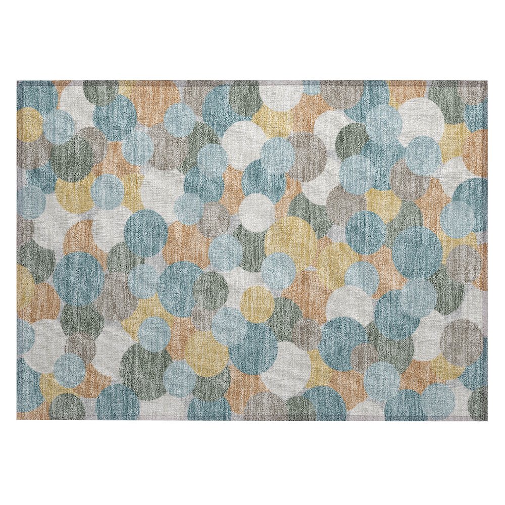 Machine Washable Indoor/Outdoor Chantille ACN2450 Teal 1'8" x 2'6" Rug. Picture 1