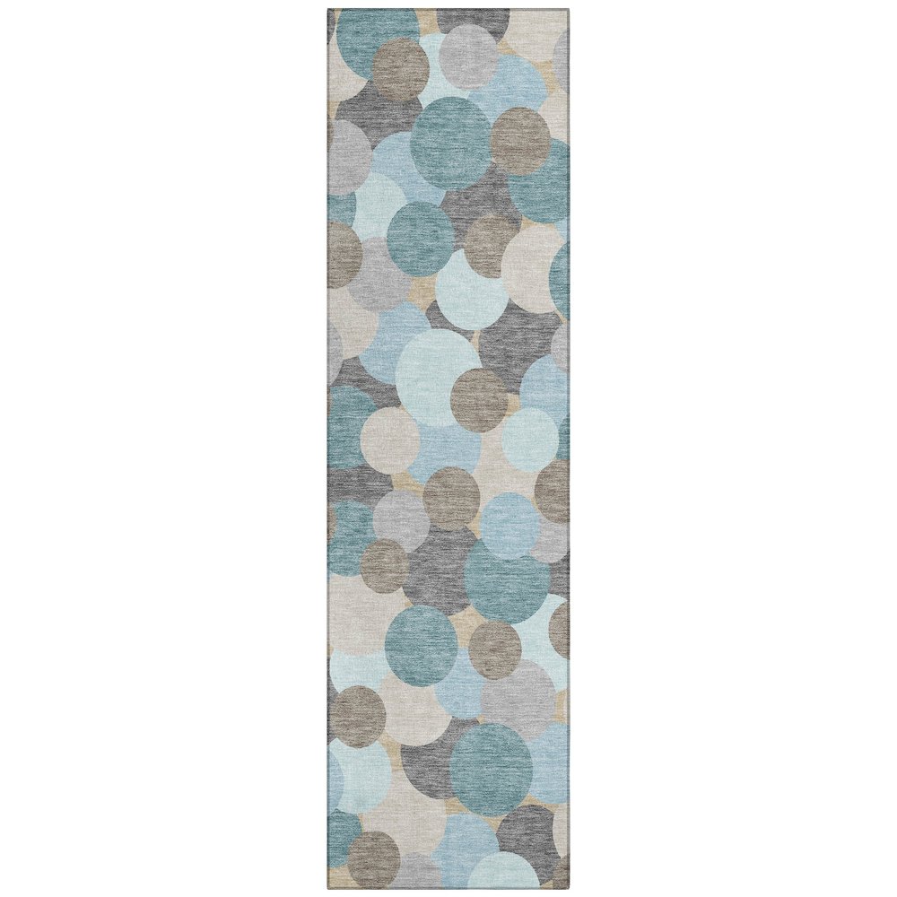 Machine Washable Indoor/Outdoor Chantille ACN2450 Teal 2'3" x 7'6" Runner Rug. Picture 1