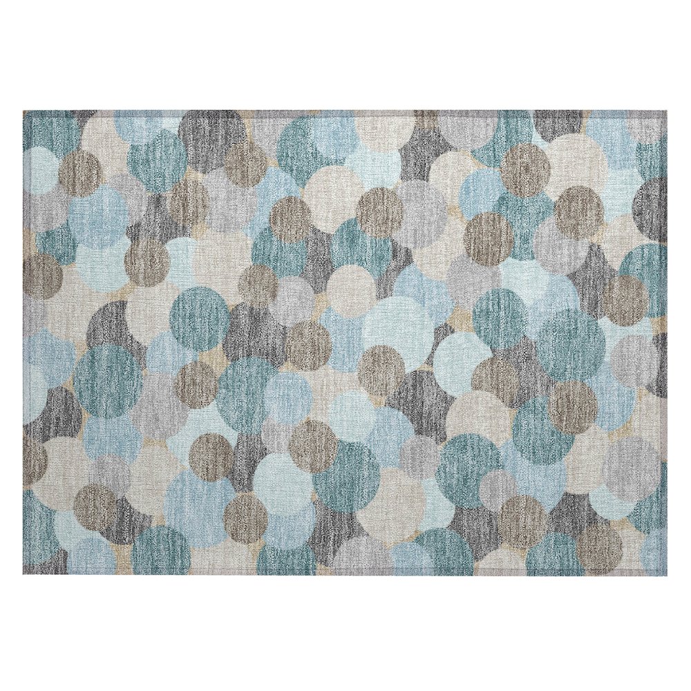 Machine Washable Indoor/Outdoor Chantille ACN2450 Teal 1'8" x 2'6" Rug. Picture 1
