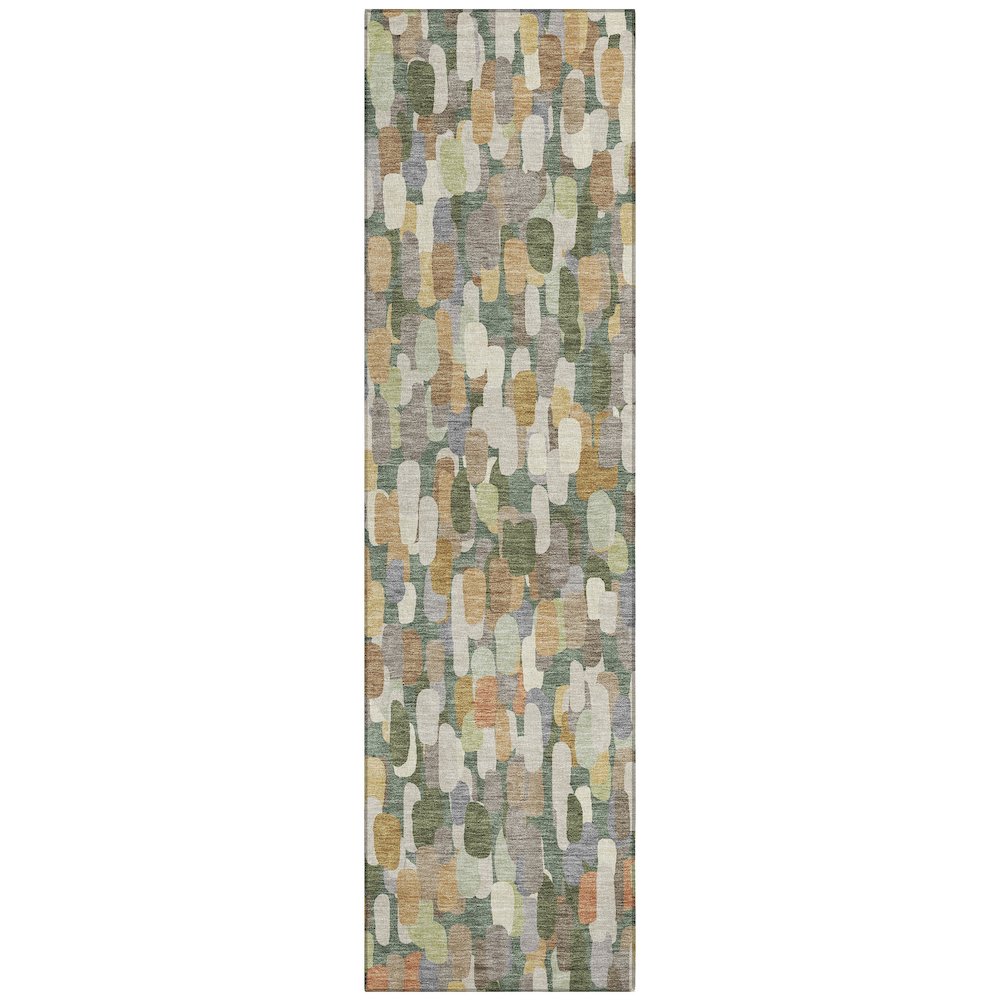Machine Washable Indoor/Outdoor Chantille ACN2451 Green 2'3" x 7'6" Runner Rug. Picture 1