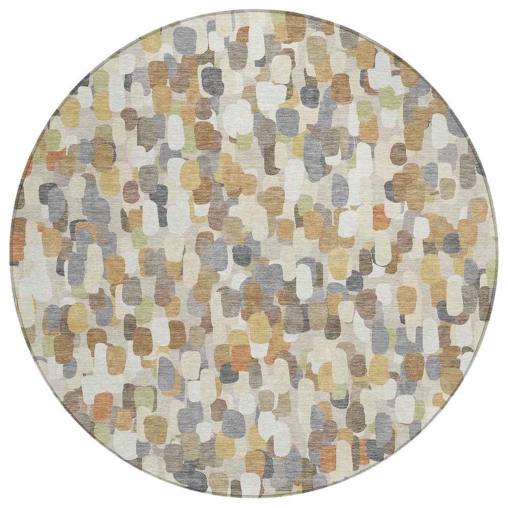Machine Washable Indoor/Outdoor Chantille ACN2451 Brown 8' x 8' Round Rug. Picture 1