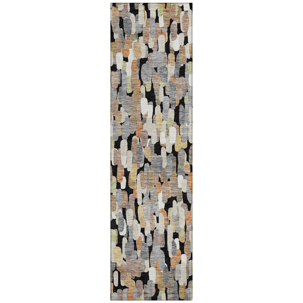 Machine Washable Indoor/Outdoor Chantille ACN2451 Black 2'3" x 7'6" Runner Rug. Picture 1