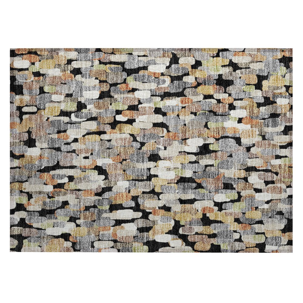 Machine Washable Indoor/Outdoor Chantille ACN2451 Black 1'8" x 2'6" Rug. Picture 1