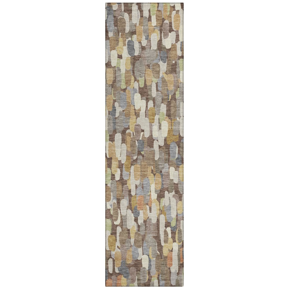Machine Washable Indoor/Outdoor Chantille ACN2451 Brown 2'3" x 7'6" Runner Rug. Picture 1