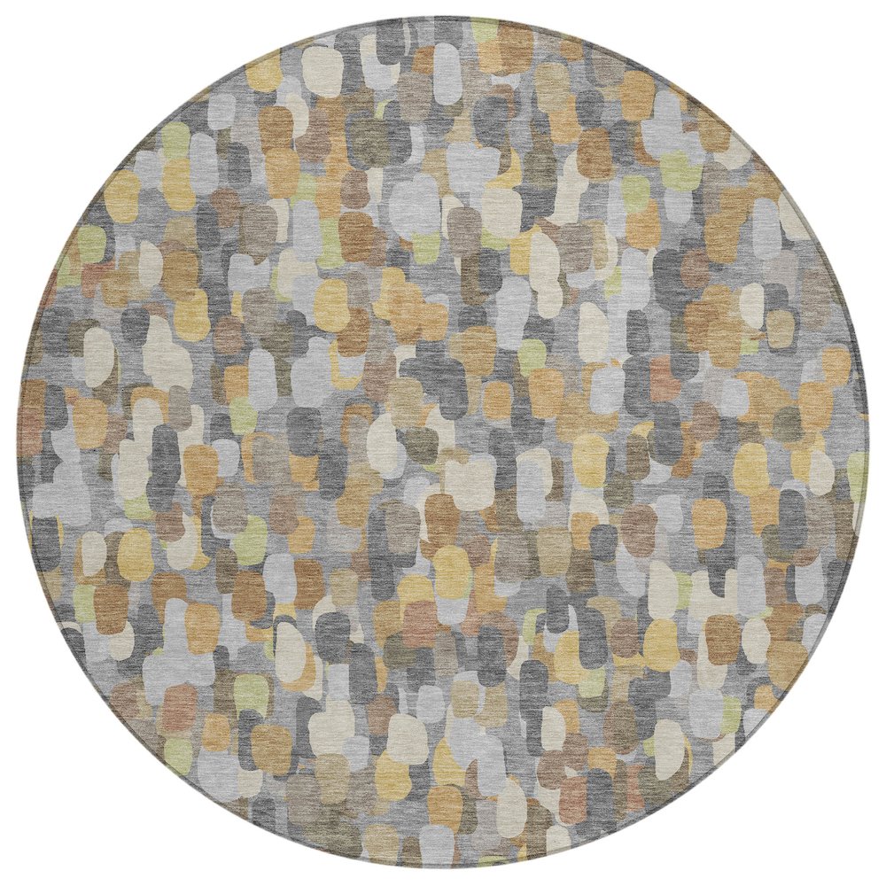 Machine Washable Indoor/Outdoor Chantille ACN2451 Gray 8' x 8' Round Rug. Picture 1