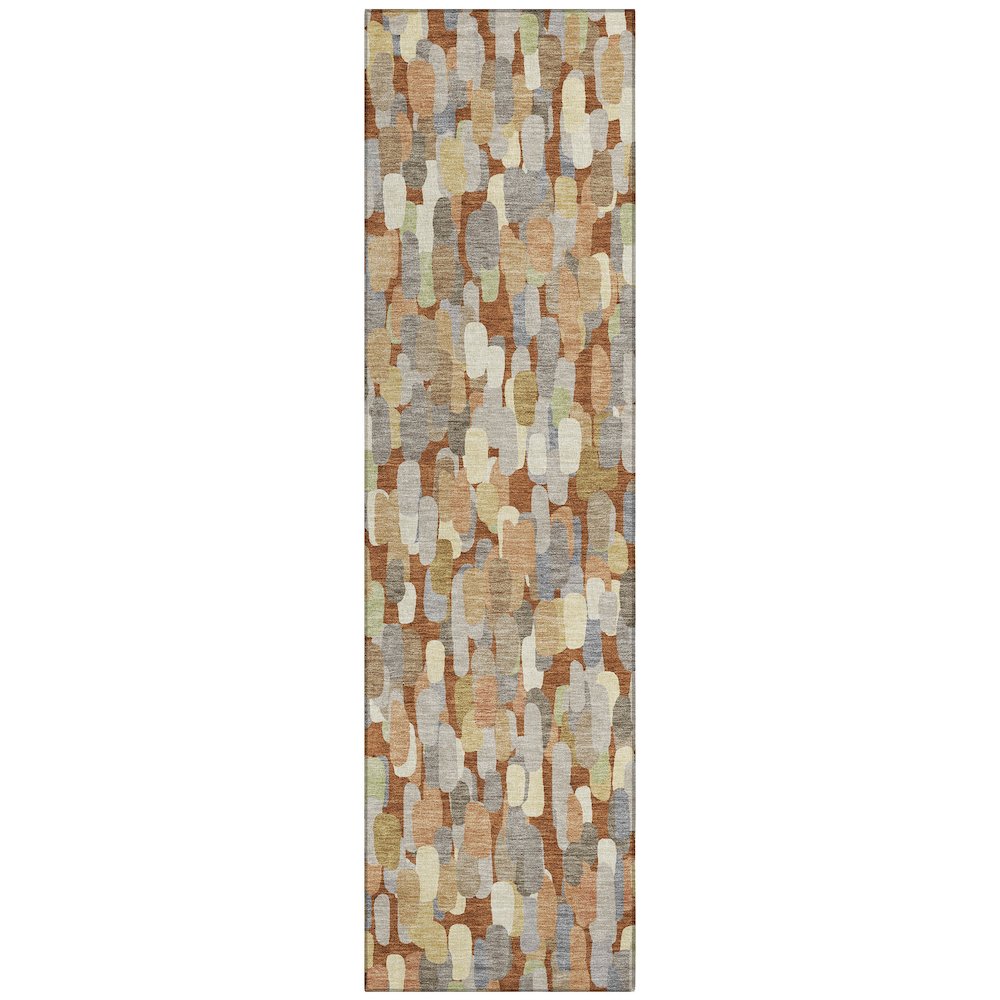 Machine Washable Indoor/Outdoor Chantille ACN2451 Orange 2'3" x 7'6" Runner Rug. Picture 1