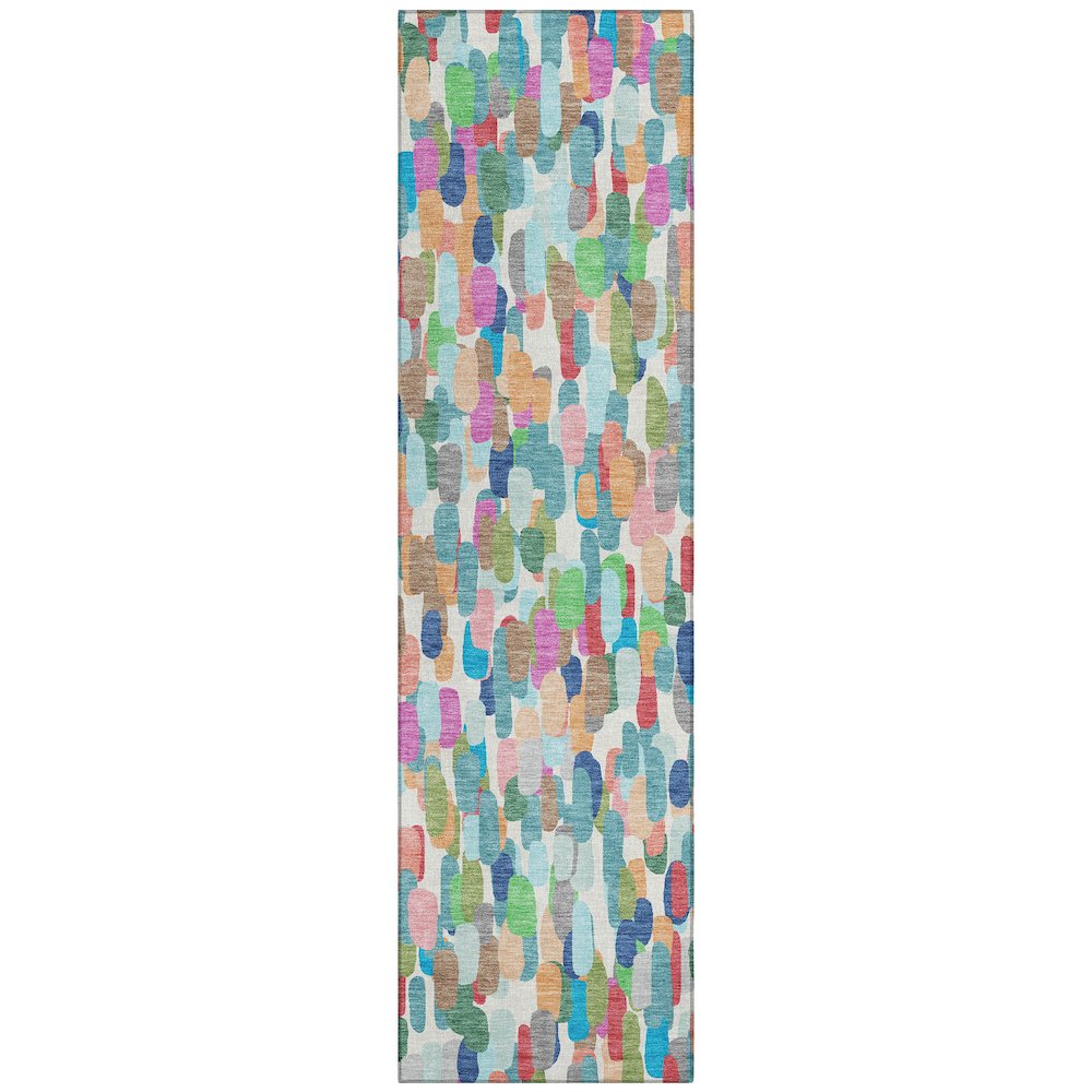 Machine Washable Indoor/Outdoor Chantille ACN2451 Teal 2'3" x 7'6" Runner Rug. Picture 1
