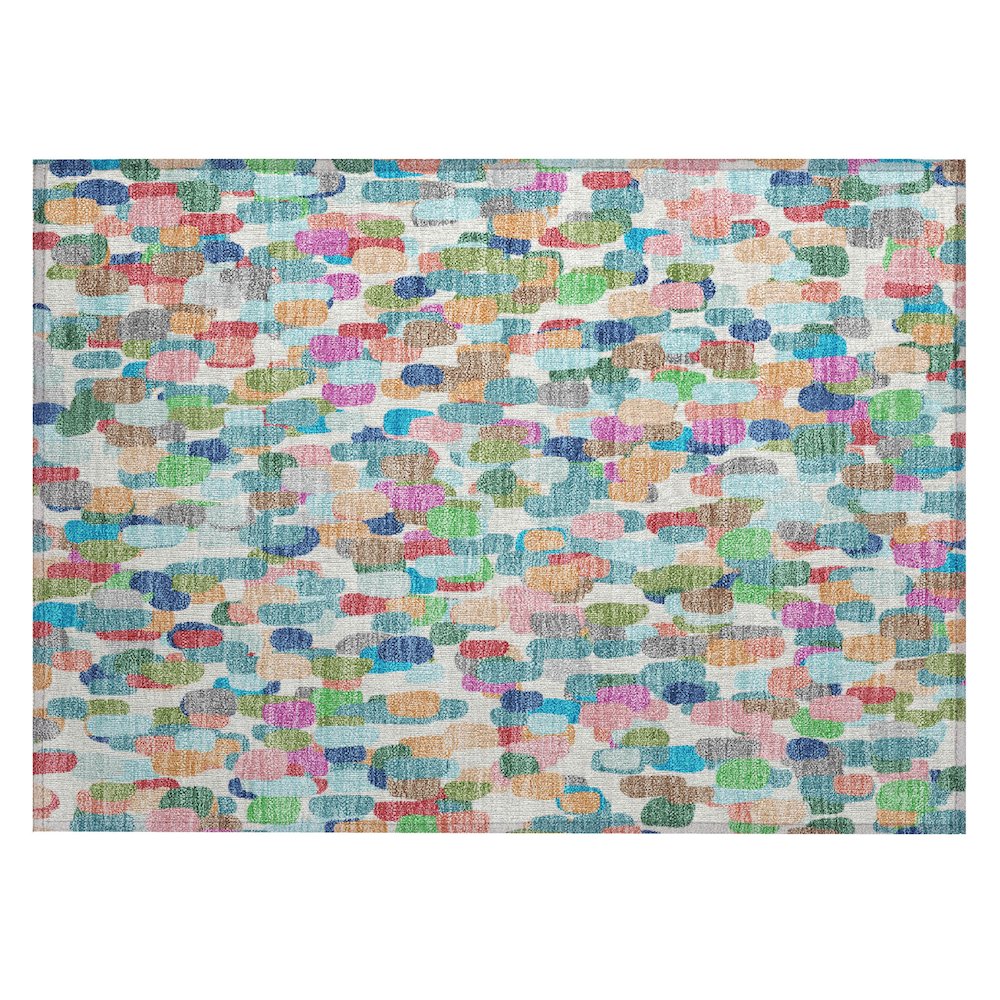Machine Washable Indoor/Outdoor Chantille ACN2451 Teal 1'8" x 2'6" Rug. Picture 1