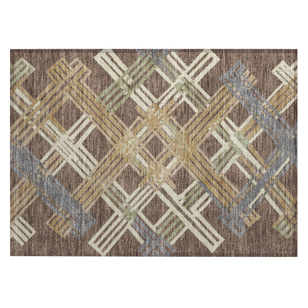 Machine Washable Indoor/Outdoor Chantille ACN2452 Brown 1'8" x 2'6" Rug. Picture 1
