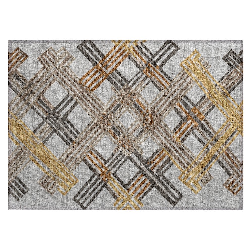 Machine Washable Indoor/Outdoor Chantille ACN2452 Gray 1'8" x 2'6" Rug. Picture 1