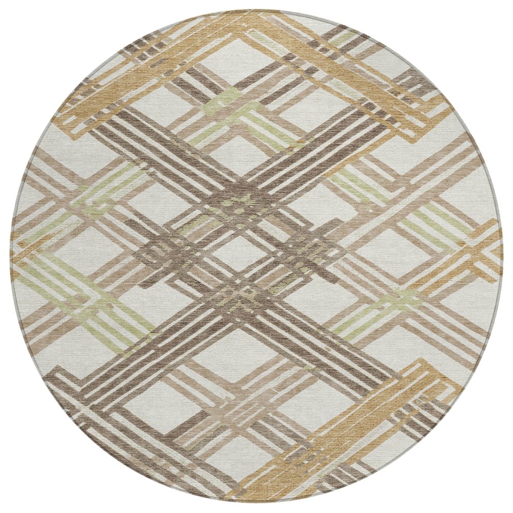 Machine Washable Indoor/Outdoor Chantille ACN2452 Ivory 8' x 8' Round Rug. Picture 1