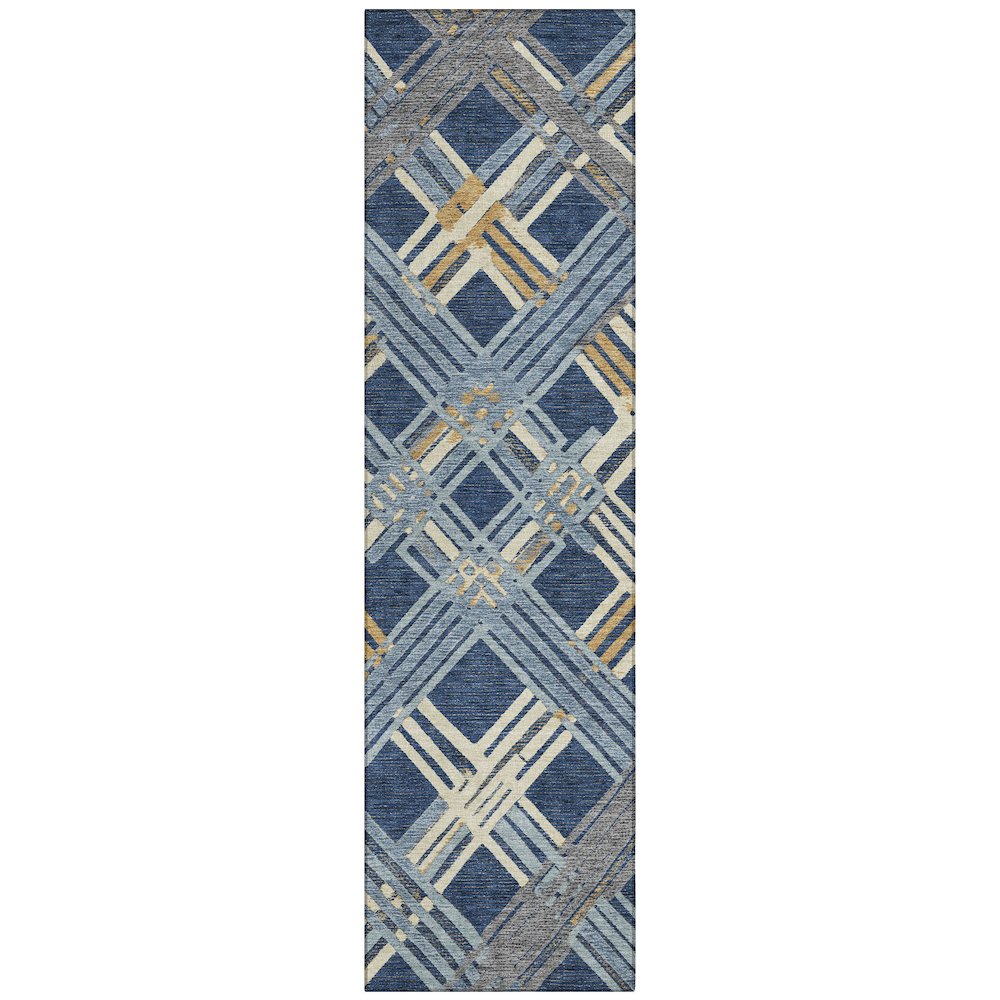 Machine Washable Indoor/Outdoor Chantille ACN2452 Blue 2'3" x 7'6" Runner Rug. Picture 1