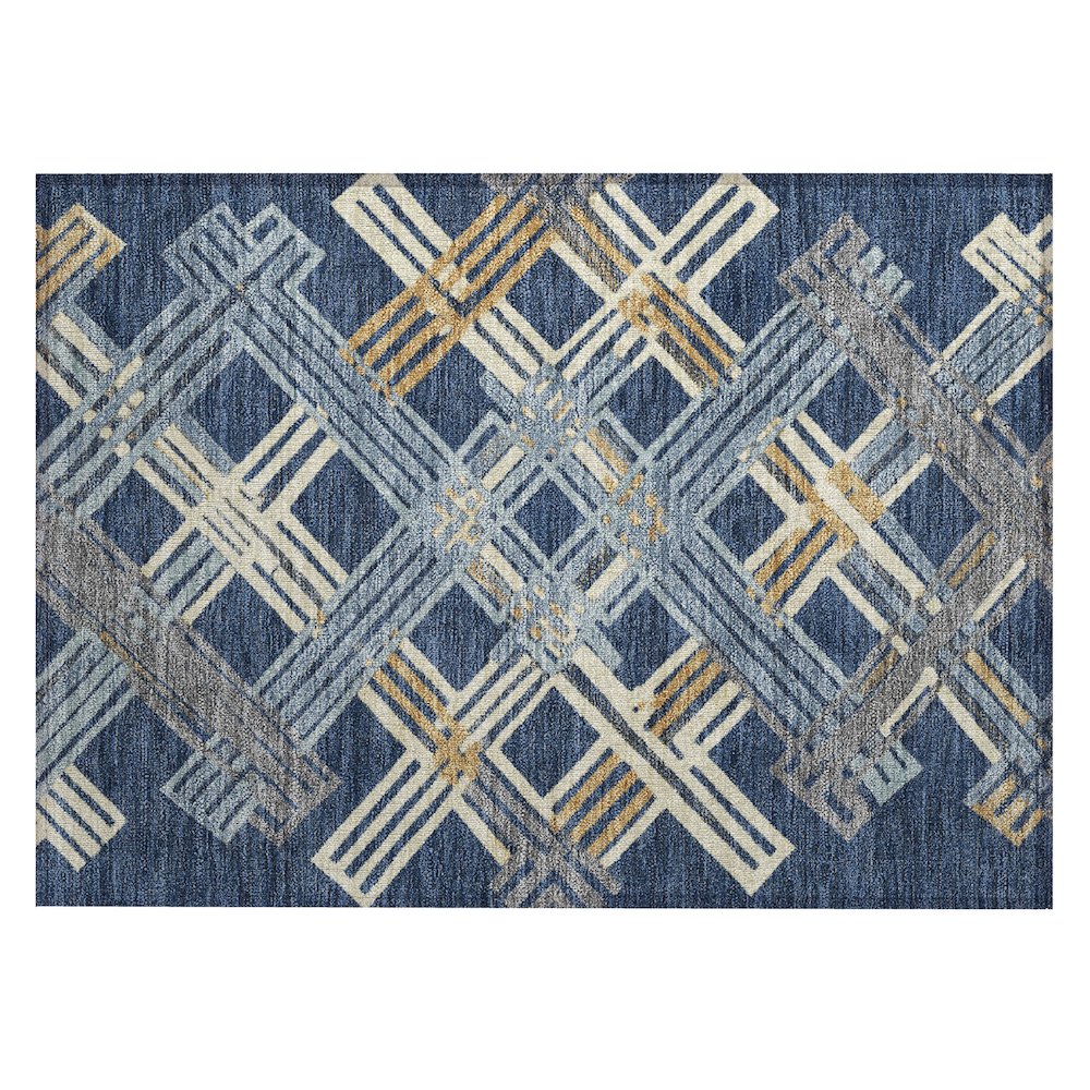 Machine Washable Indoor/Outdoor Chantille ACN2452 Blue 1'8" x 2'6" Rug. Picture 1