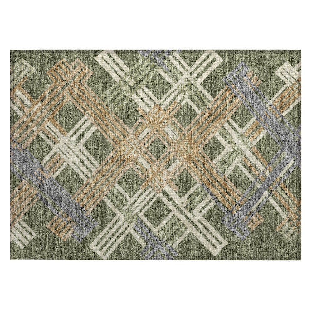 Machine Washable Indoor/Outdoor Chantille ACN2452 Green 1'8" x 2'6" Rug. Picture 1