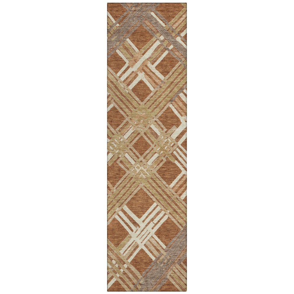 Machine Washable Indoor/Outdoor Chantille ACN2452 Orange 2'3" x 7'6" Runner Rug. Picture 1
