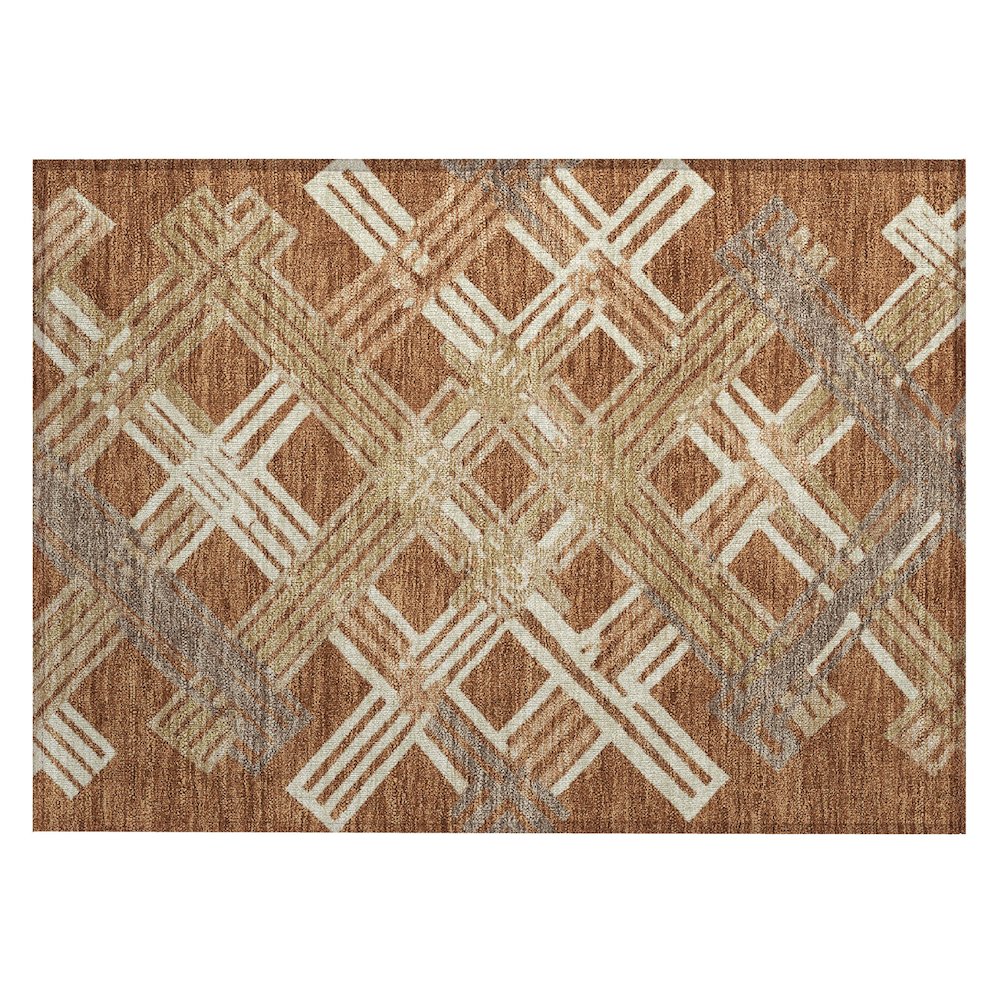Machine Washable Indoor/Outdoor Chantille ACN2452 Orange 1'8" x 2'6" Rug. Picture 1