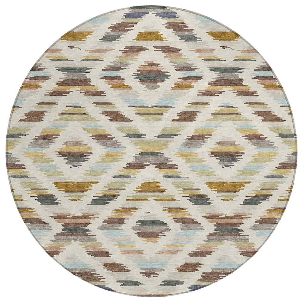 Machine Washable Indoor/Outdoor Chantille ACN2453 Brown 8' x 8' Round Rug. Picture 1