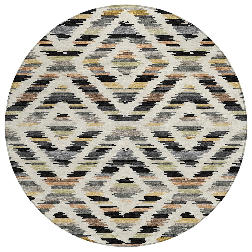 Machine Washable Indoor/Outdoor Chantille ACN2453 Black 8' x 8' Round Rug. Picture 1