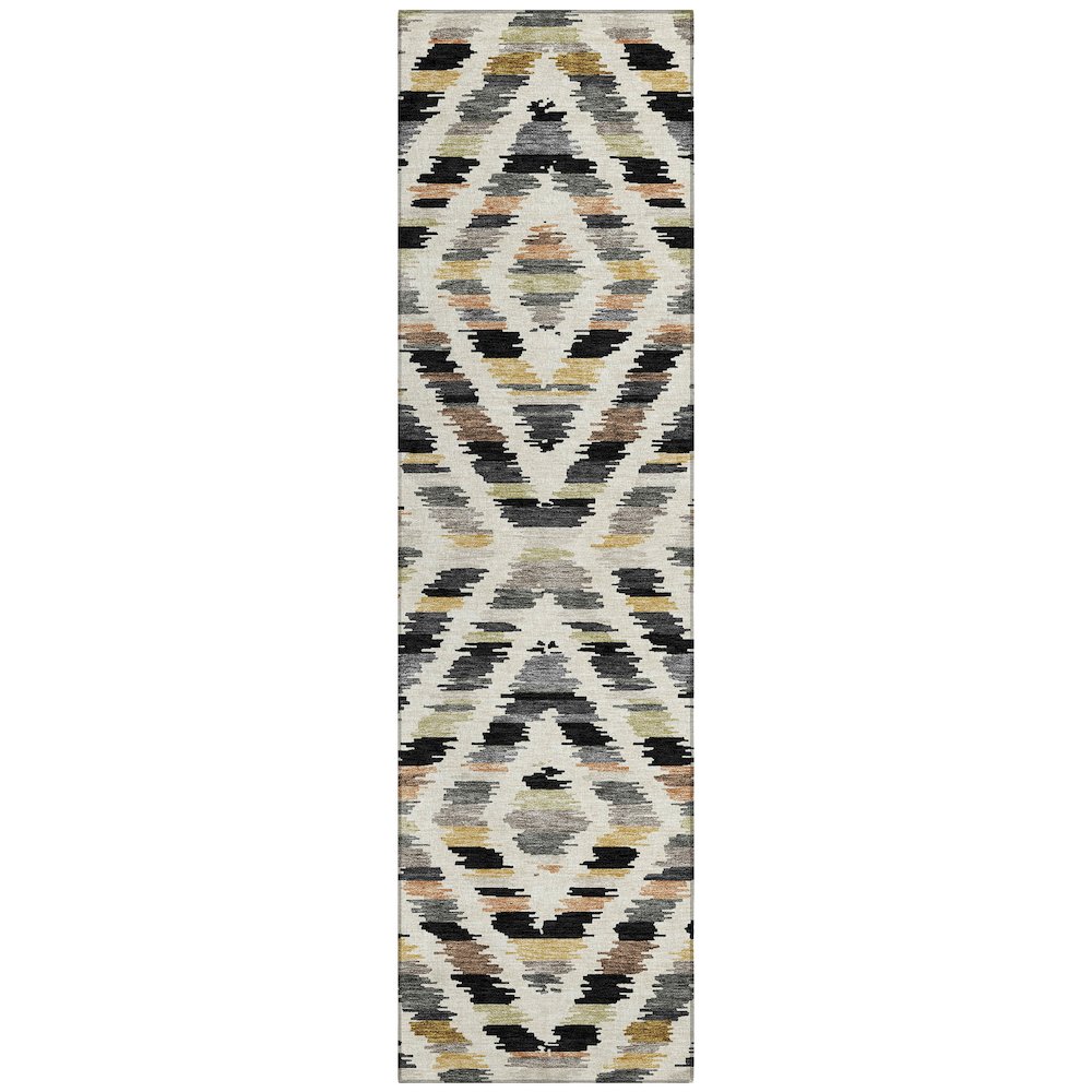 Machine Washable Indoor/Outdoor Chantille ACN2453 Black 2'3" x 7'6" Runner Rug. Picture 1