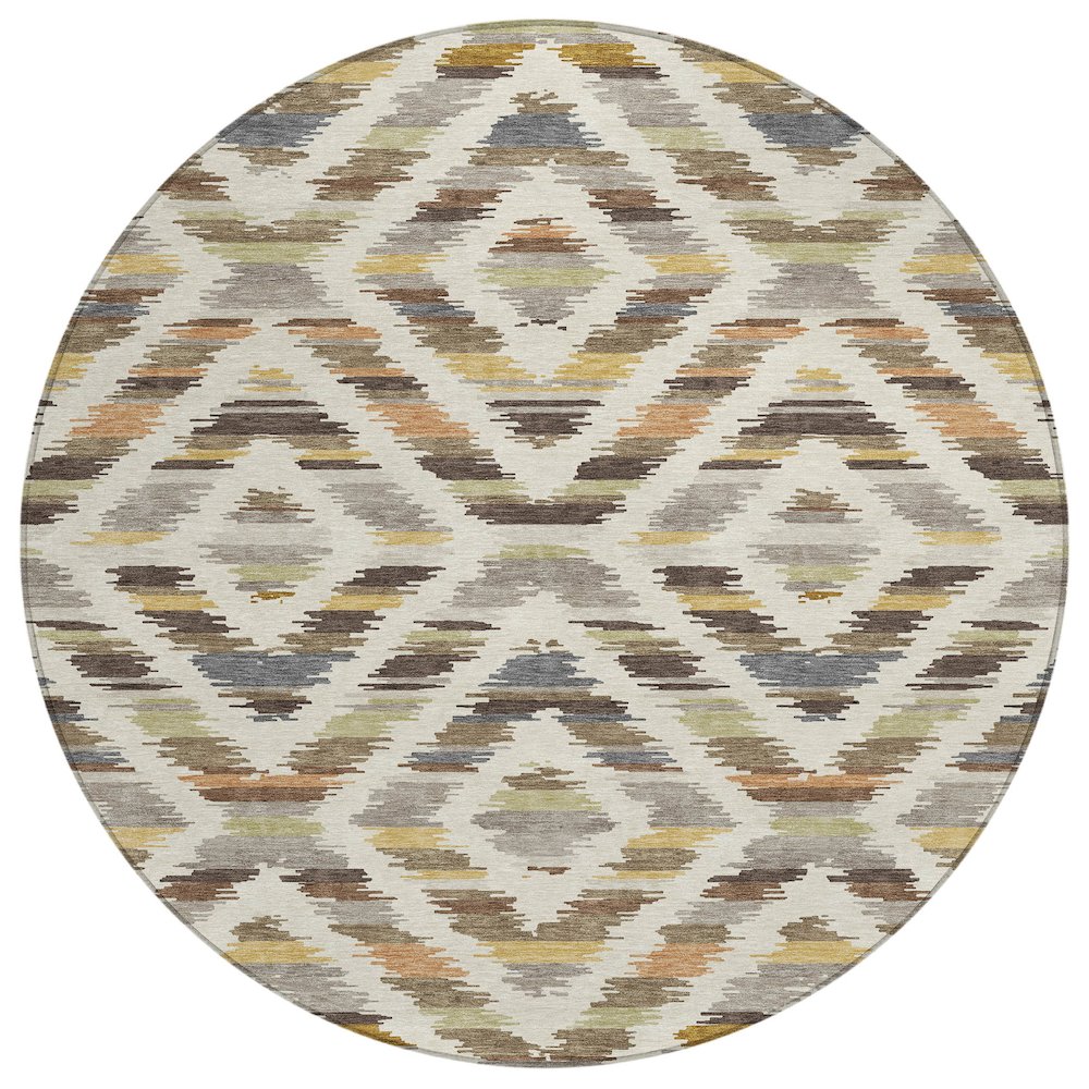 Machine Washable Indoor/Outdoor Chantille ACN2453 Brown 8' x 8' Round Rug. Picture 1