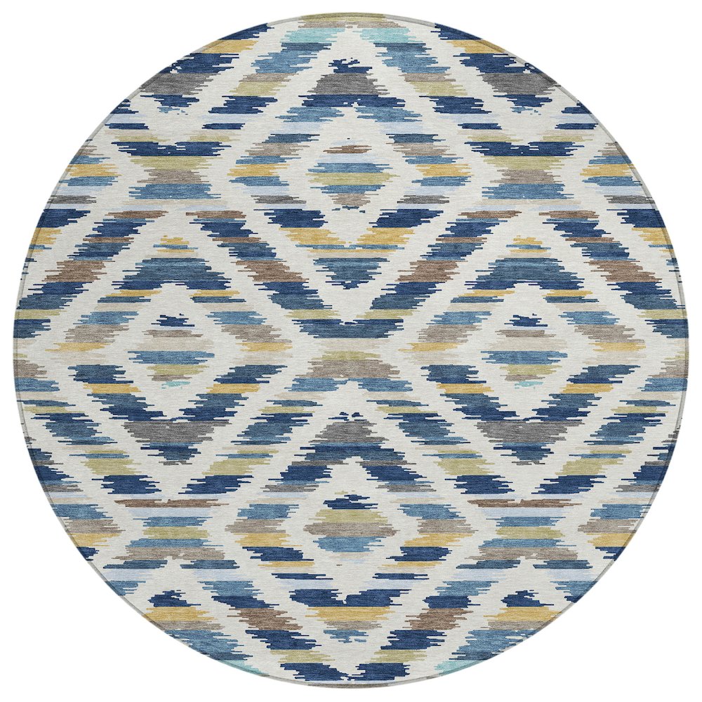 Machine Washable Indoor/Outdoor Chantille ACN2453 Blue 8' x 8' Round Rug. Picture 1