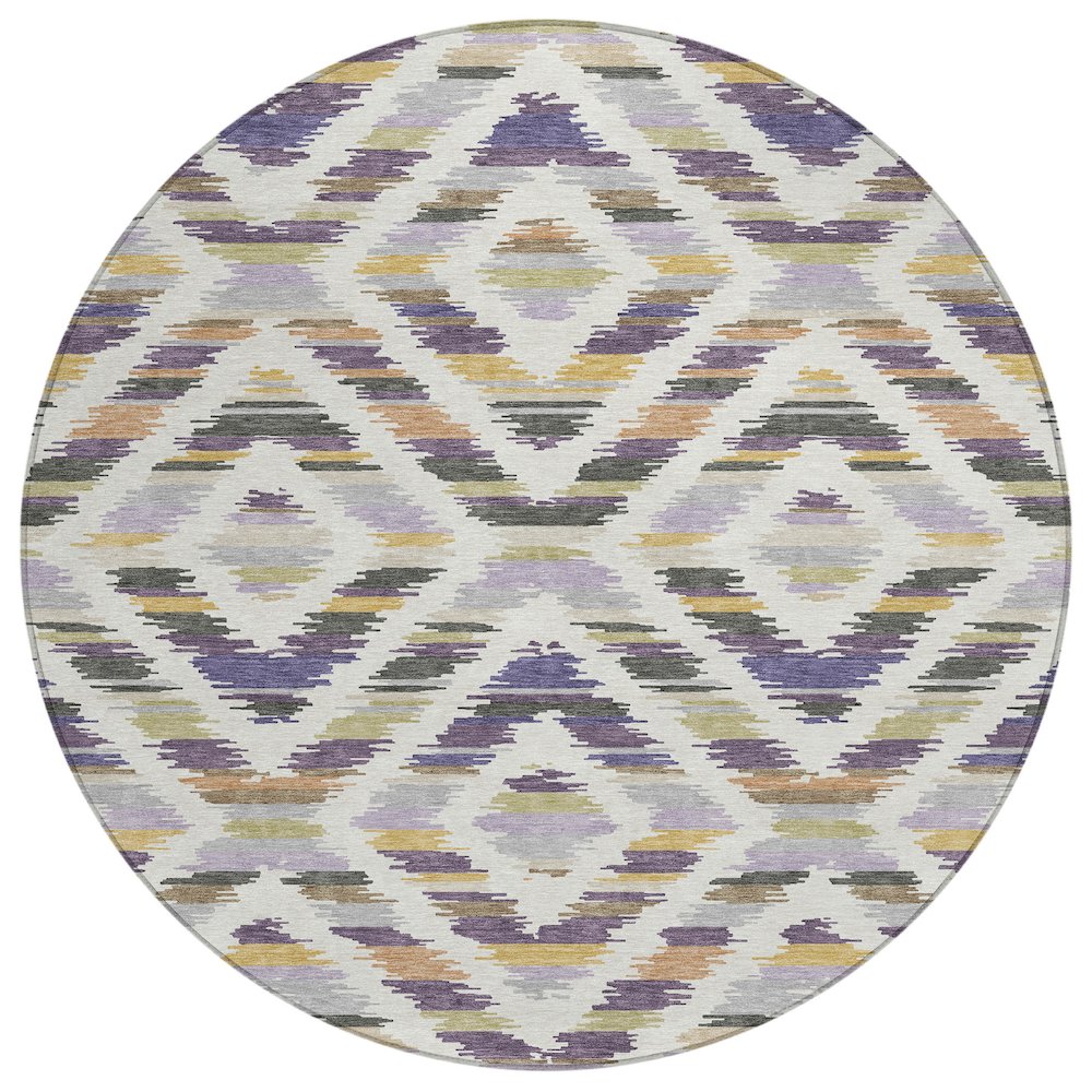 Machine Washable Indoor/Outdoor Chantille ACN2453 Purple 8' x 8' Round Rug. Picture 1
