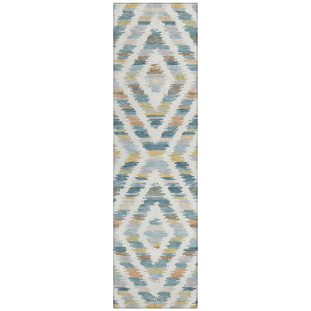 Machine Washable Indoor/Outdoor Chantille ACN2453 Teal 2'3" x 7'6" Runner Rug. Picture 1