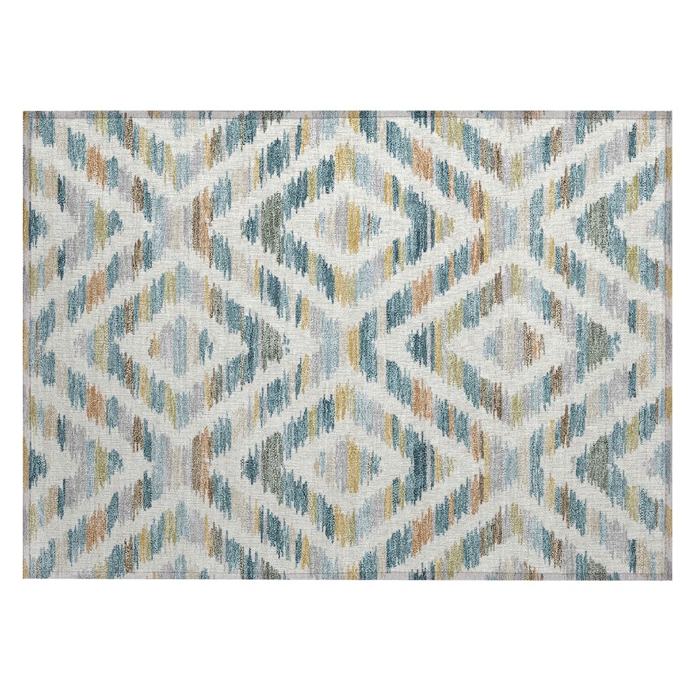 Machine Washable Indoor/Outdoor Chantille ACN2453 Teal 1'8" x 2'6" Rug. Picture 1