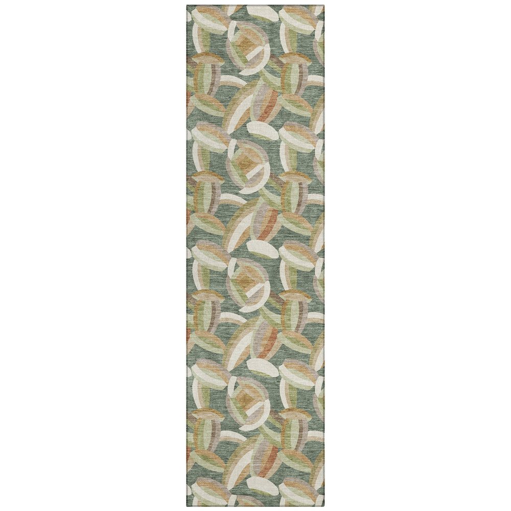 Machine Washable Indoor/Outdoor Chantille ACN2454 Green 2'3" x 7'6" Runner Rug. Picture 1