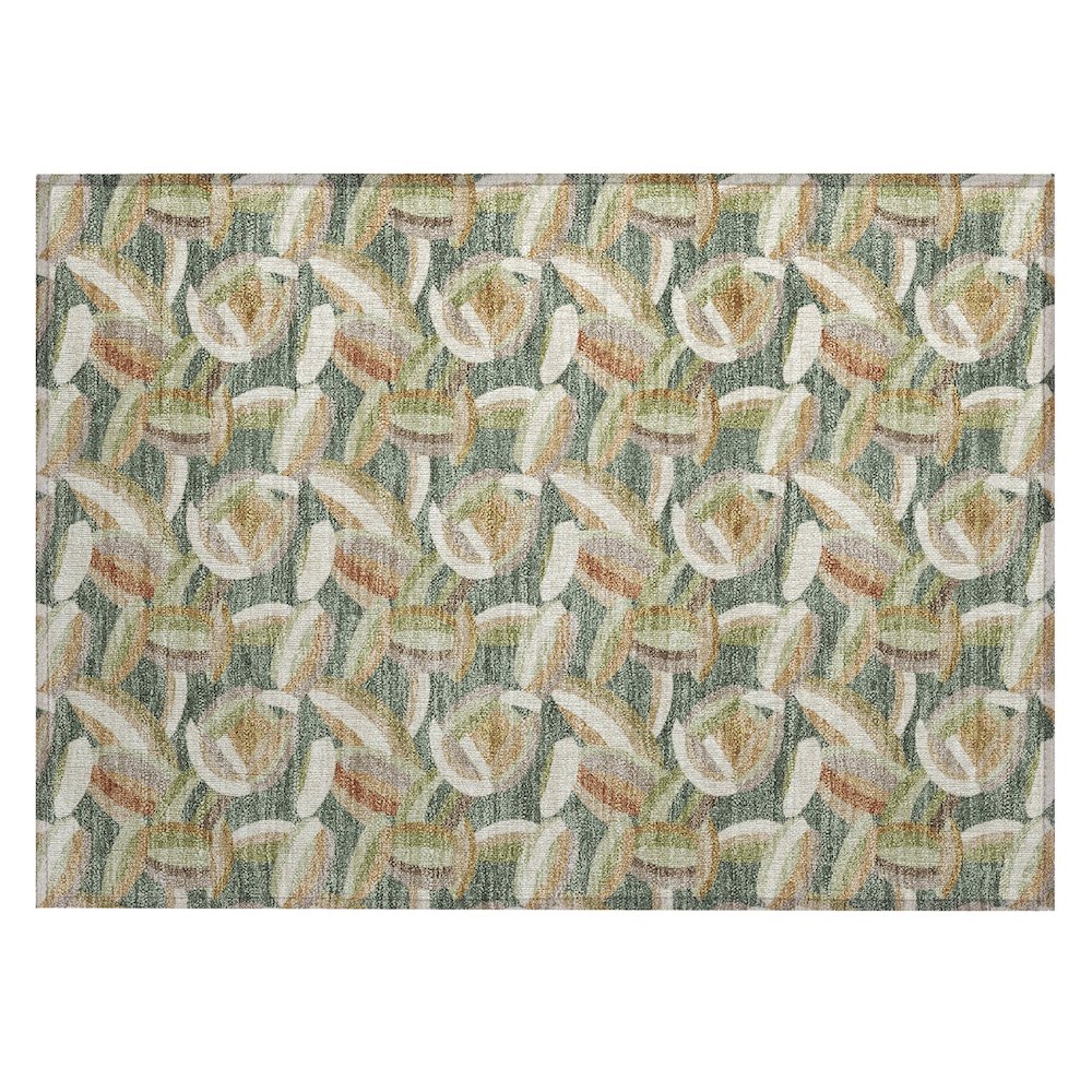 Machine Washable Indoor/Outdoor Chantille ACN2454 Green 1'8" x 2'6" Rug. Picture 1