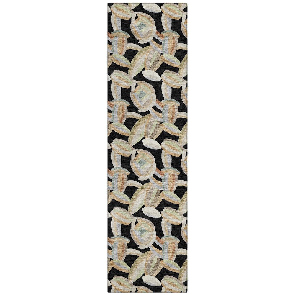 Machine Washable Indoor/Outdoor Chantille ACN2454 Black 2'3" x 7'6" Runner Rug. Picture 1
