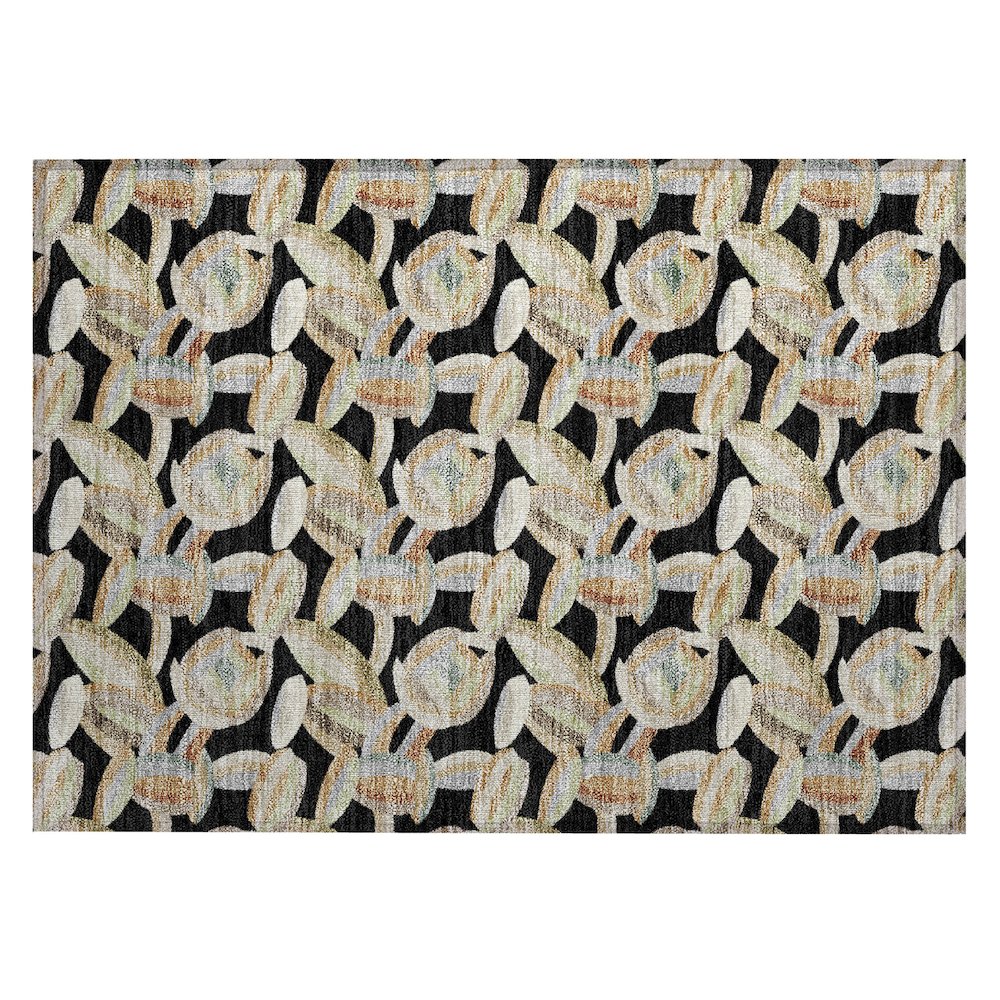 Machine Washable Indoor/Outdoor Chantille ACN2454 Black 1'8" x 2'6" Rug. Picture 1