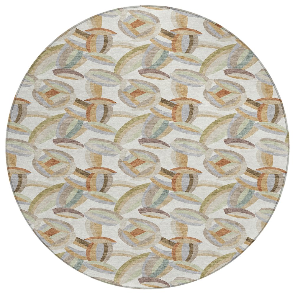 Machine Washable Indoor/Outdoor Chantille ACN2454 Ivory 8' x 8' Round Rug. Picture 1