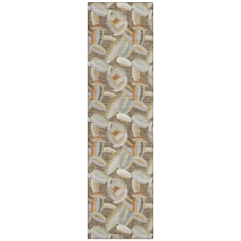 Machine Washable Indoor/Outdoor Chantille ACN2454 Brown 2'3" x 7'6" Runner Rug. Picture 1
