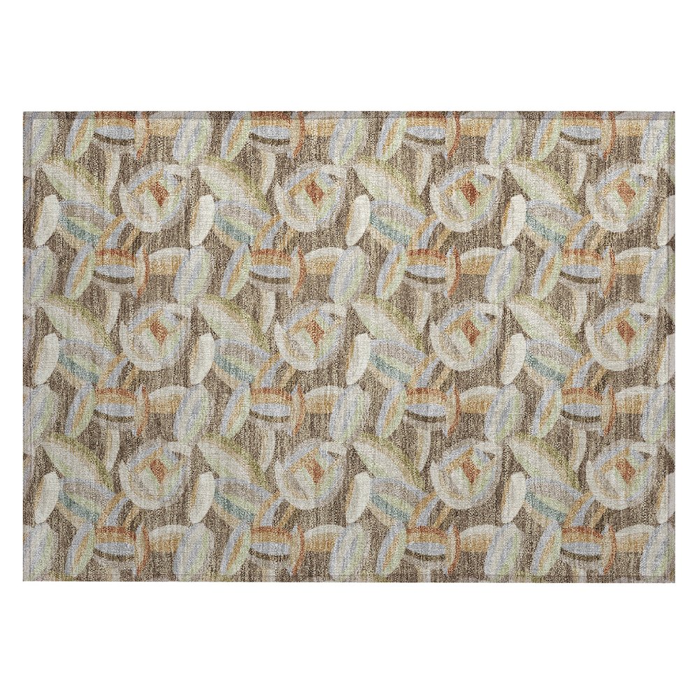 Machine Washable Indoor/Outdoor Chantille ACN2454 Brown 1'8" x 2'6" Rug. Picture 1