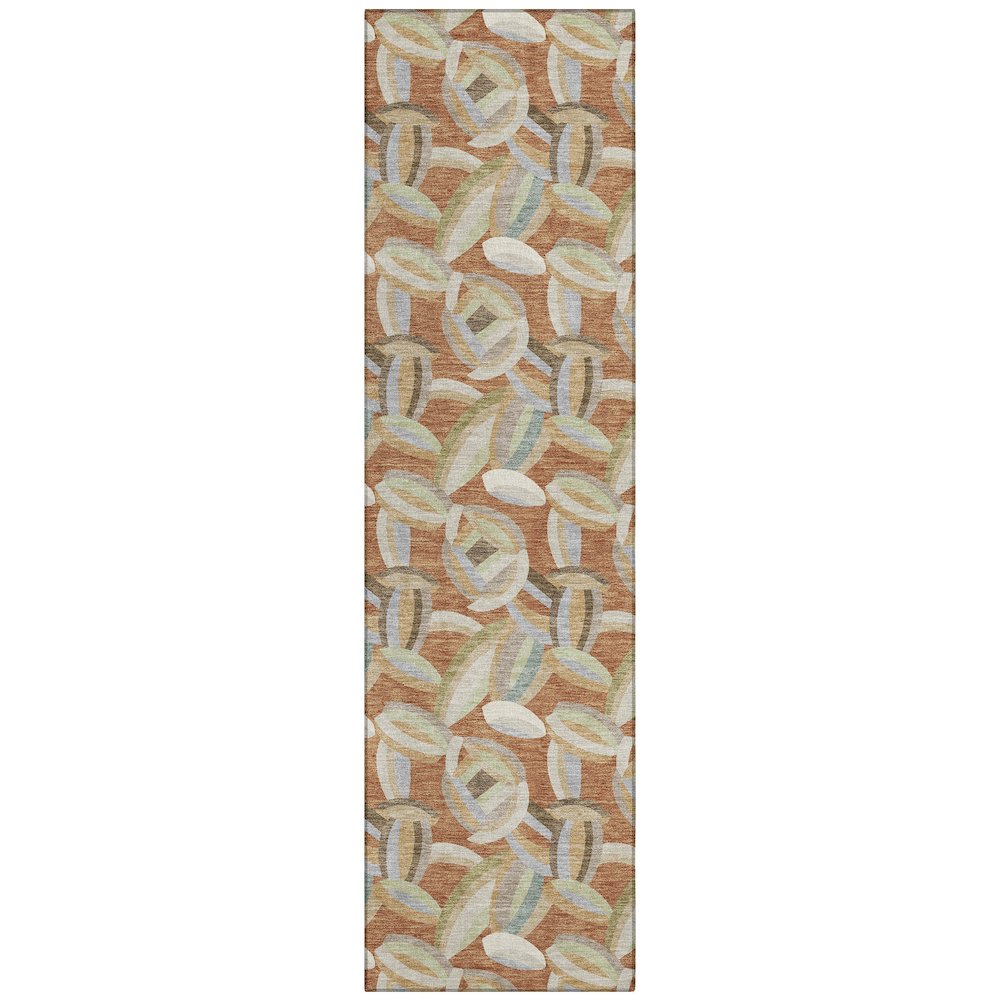 Machine Washable Indoor/Outdoor Chantille ACN2454 Orange 2'3" x 7'6" Runner Rug. Picture 1