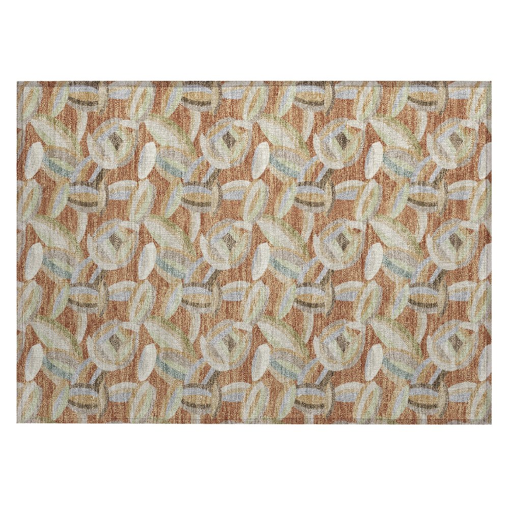 Machine Washable Indoor/Outdoor Chantille ACN2454 Orange 1'8" x 2'6" Rug. Picture 1