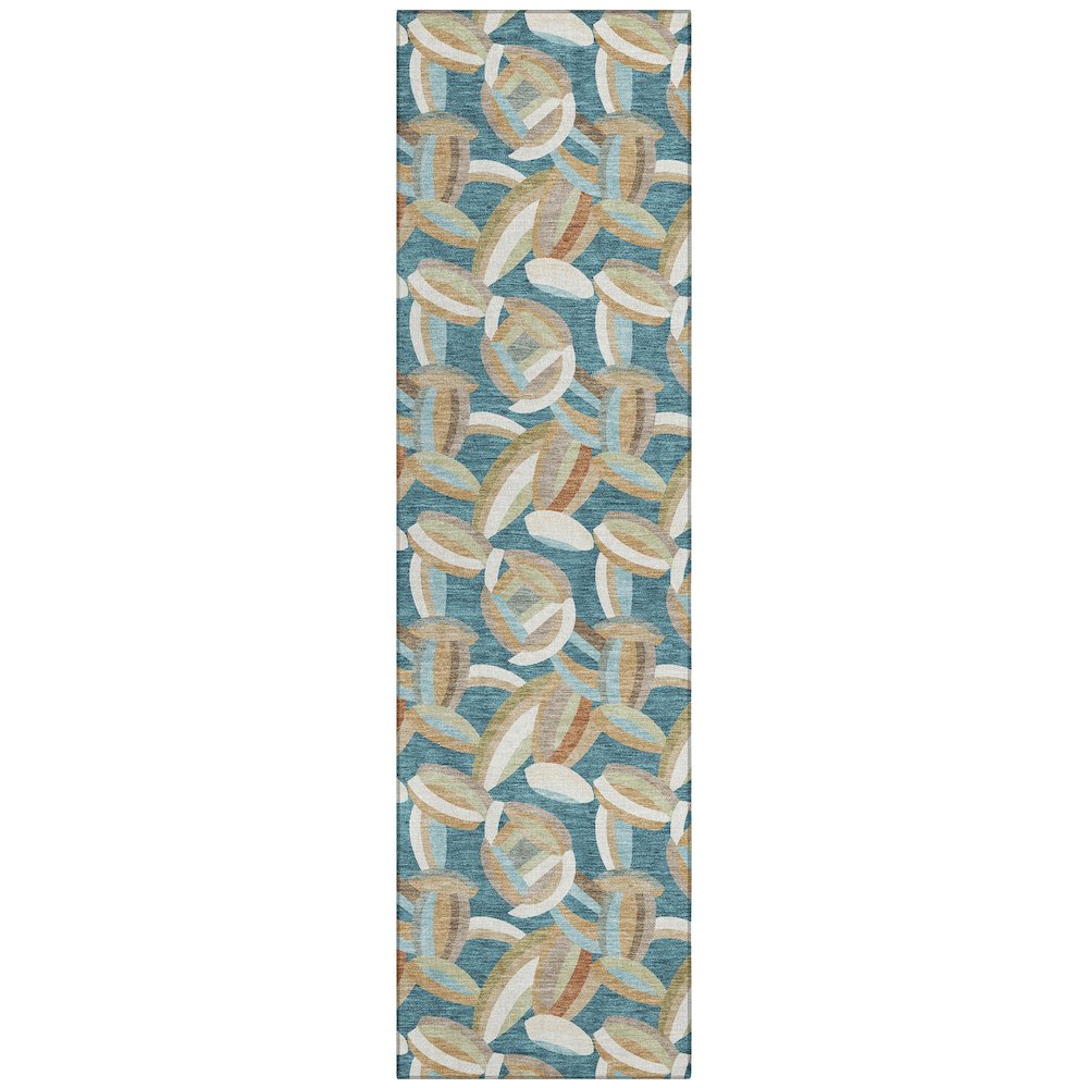 Machine Washable Indoor/Outdoor Chantille ACN2454 Teal 2'3" x 7'6" Runner Rug. Picture 1