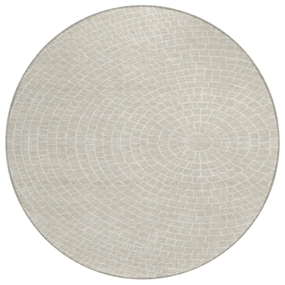 Machine Washable Indoor/Outdoor Chantille ACN2455 Brown 8' x 8' Round Rug. Picture 1