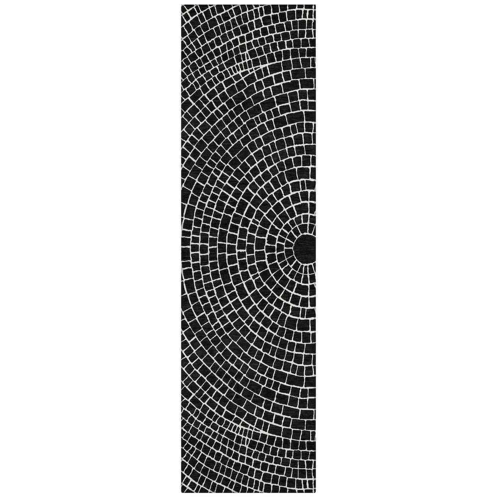 Machine Washable Indoor/Outdoor Chantille ACN2455 Black 2'3" x 7'6" Runner Rug. Picture 1