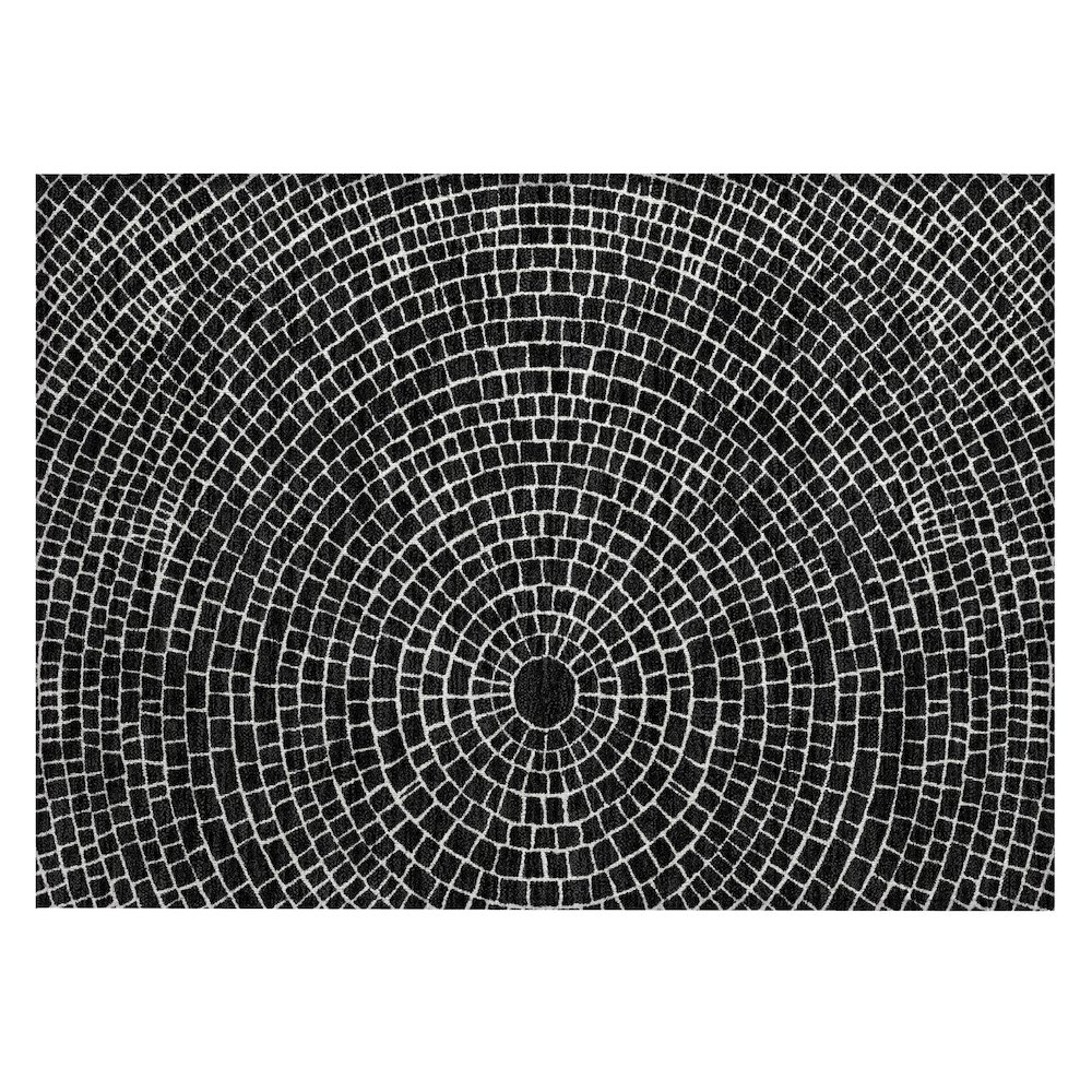 Machine Washable Indoor/Outdoor Chantille ACN2455 Black 1'8" x 2'6" Rug. Picture 1