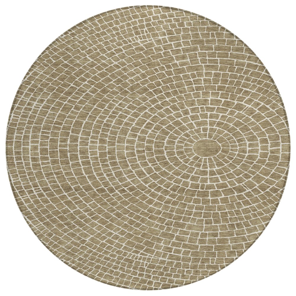 Machine Washable Indoor/Outdoor Chantille ACN2455 Brown 8' x 8' Round Rug. Picture 1
