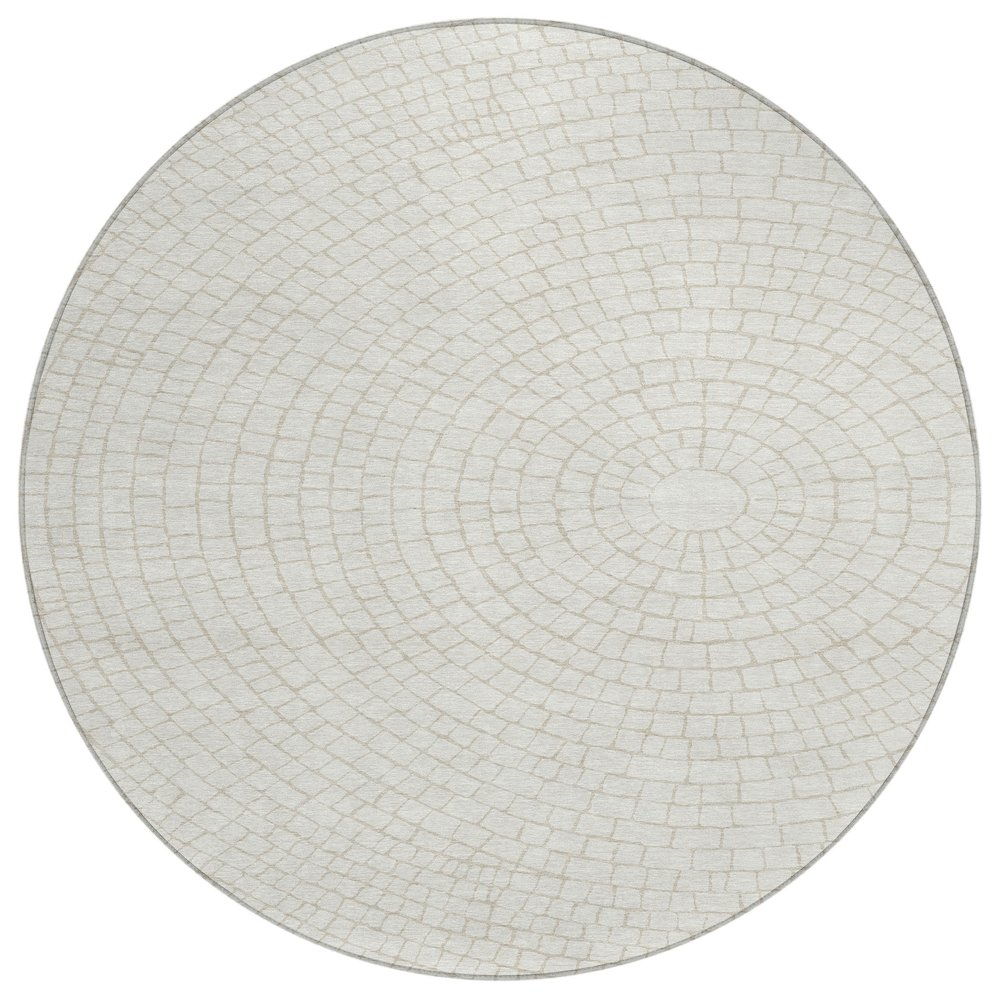 Machine Washable Indoor/Outdoor Chantille ACN2455 Ivory 8' x 8' Round Rug. Picture 1