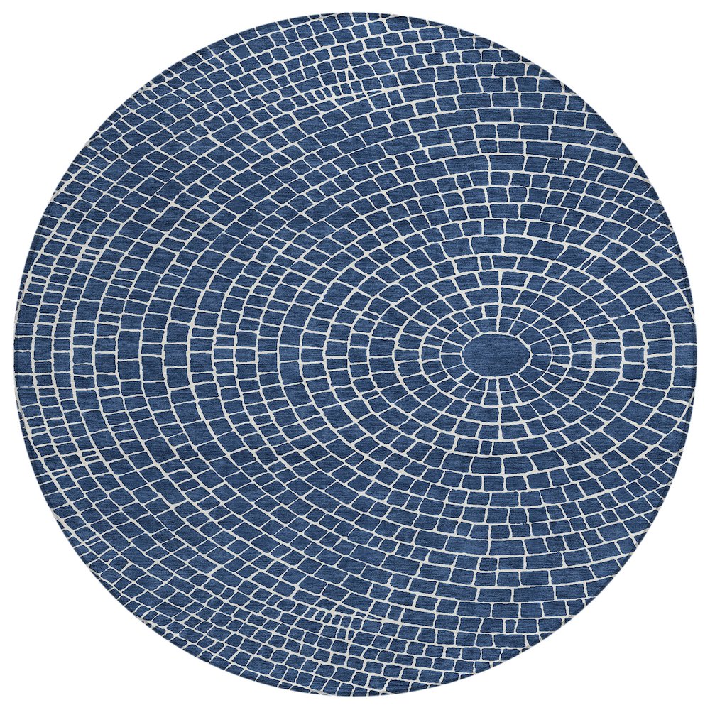 Machine Washable Indoor/Outdoor Chantille ACN2455 Blue 8' x 8' Round Rug. Picture 1