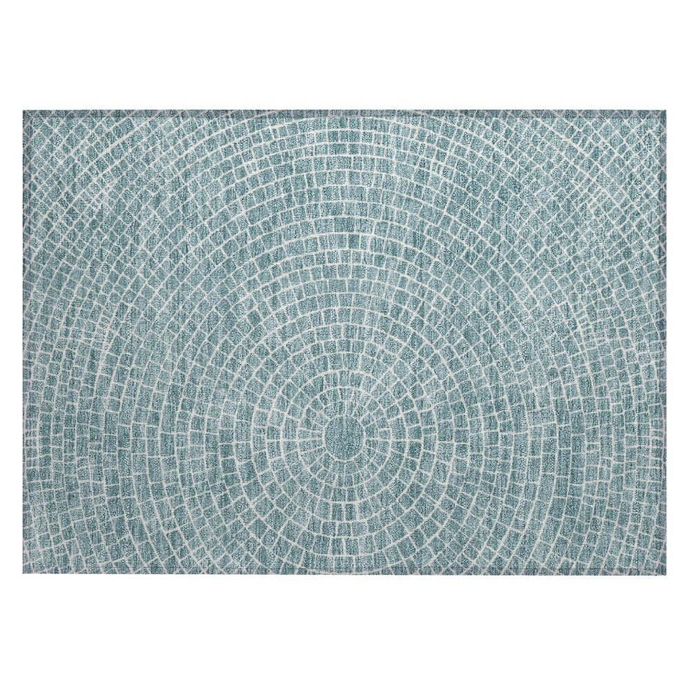 Machine Washable Indoor/Outdoor Chantille ACN2455 Teal 1'8" x 2'6" Rug. Picture 1